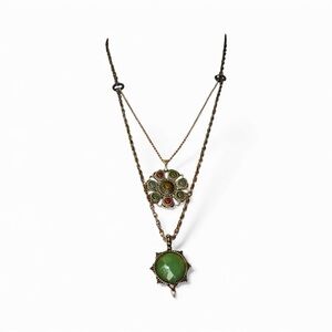 Lucky Brand Green and Gold Pendant Necklace